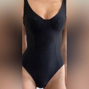 HAH Eyes on Top Bodysuit in Noir NWT XS